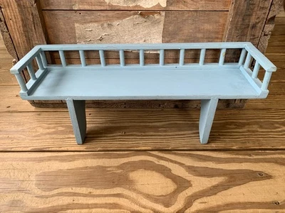 Vintage Wooden Decorative Wall Shelf Farmhouse Country Blue/Gray - Image 1 of 4