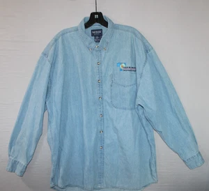 Vintage Telemundo International Denim Shirt XL South Bay Sportswear Latin RARE - Picture 1 of 14