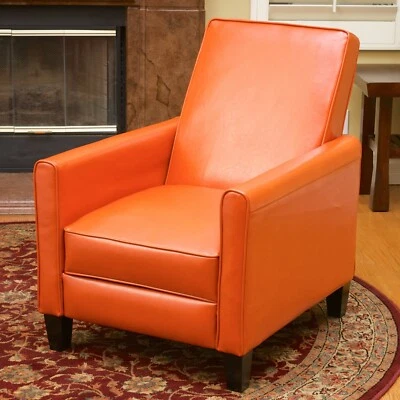 (Set of 2) Lucas Orange Leather Recliner Club Chair - Image 1 of 4