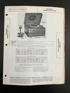 SAMS PHOTOFACT SERVICE MANUAL 10-27 RECORDIO MODELS 6A10 6A20  - Picture 1 of 2