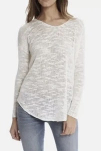 HELMUT LANG Women's Cream 100% SILK Loose-Knit Asymmetrical Pullover Sweater S - Picture 1 of 19