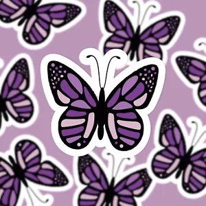 Purple & Black Gothic Style Butterfly Die Cut Sticker with Holographic Overlay - Picture 1 of 1