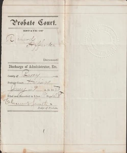 1880 Probate Court Estate of R Haffanden Hastings Michigan Barry County Original - Picture 1 of 2