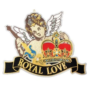 Angel Royal Love Text (Sew On) Embroidery Applique Patch Sew Iron Badge - Picture 1 of 3
