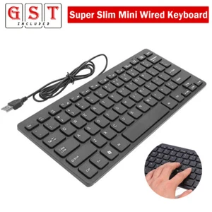 Super Slim Mini Wired Keyboard K1000 USB Multimedia Waterproof Keypad Universal - Picture 1 of 14