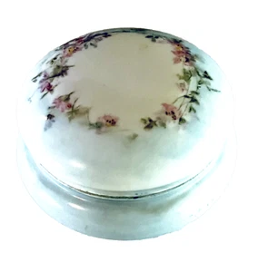 Pretty Antique Handpainted Pink Roses Limoges Porcelain Powder Trinket Jar - Picture 1 of 5