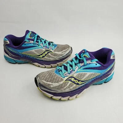 Zapatos para correr Saucony para mujer talla 8,5 Ride 8 Power Grid plateados púrpura azules Foto 1 de 4