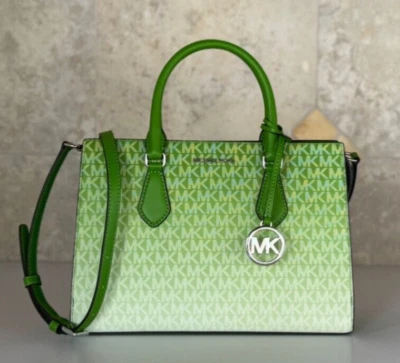Michael Kors Sheila Medium Satchel Shoulder Crossbody Bag MK Ombre Jungle Green - Image 1 of 4