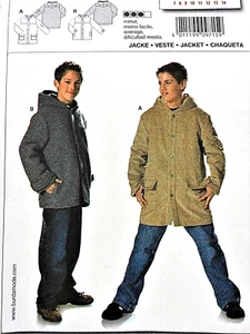 Pattern Boy's Jacket Coat Burda 9715 Boy's Size 7-14 Two Styles Lengths Uncut - Picture 1 of 8