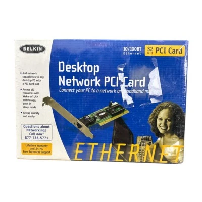 VTG Belkin Desktop PCI Network Card 32-Bit 10/100BT Ethernet NOS Sealed 2002 - Image 1 of 4