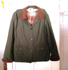 Giacca cappotto donna vintage verde oliva LL Bean vintage fienile L petite Maine - Foto 1 di 9