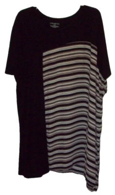 Vestido Lane Bryant Shift Hi Lo NEGRO TOSTADO BLANCO Rayas Elastizado Sin Mangas 22/24 Foto 1 de 4