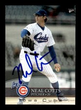 NEAL COTTS SIGNED 2008 MILTIAD SPORTS IOWA CUBS #6 ON-CARD AUTO