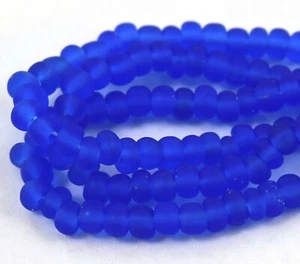 Czech Glass Seed Beads Size 6/0 " SAPPHIRE BLUE MATTE " Strands - Picture 1 of 2