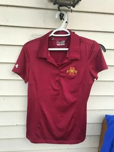 under armour Iowa State Cyclones Women's Polo Shirt Short Sleeve DARK RED Sz MD - Picture 1 of 2