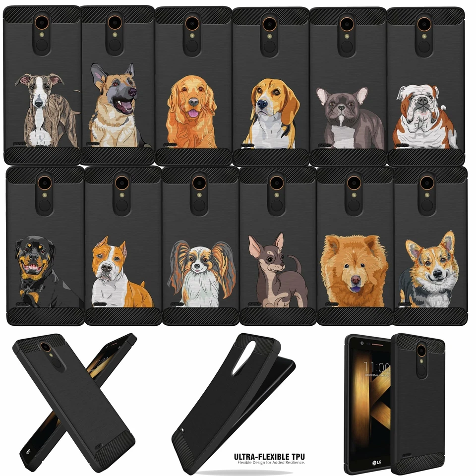 Funda TPU delgada negra flexible para J3 (2018)/ Express Prime 3, diseños para perros Foto 1 de 1