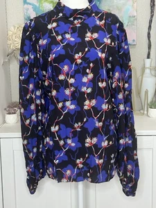 Ted Baker Open Back Blouse Viscose Size 4 8/10 US  Long Sleeve Bow Back  - Picture 1 of 9