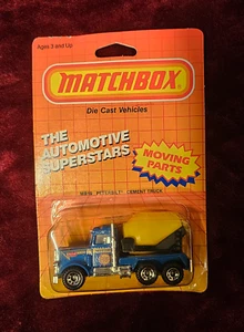 Vintage Matchbox 86 Peterbilt Cement Truck Blue Yellow #MB19 Sealed Original Box - Picture 1 of 7