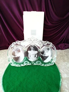 MIKASA CRYSTAL 3 PICTURE PICTURE FRAME #J101D PRINCESS FRAME - Picture 1 of 3