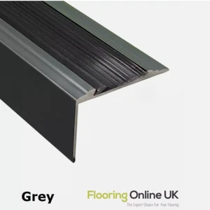 Aluminium Stair Nosing Edge Trim Step Nose Nosings Carpet - Anti Slip Pad Grey - Picture 1 of 3