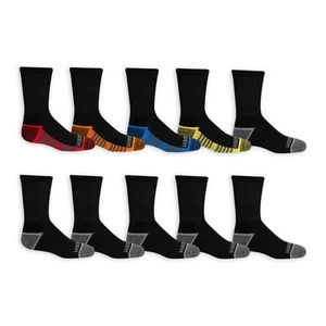 Boys Big 10 Pack Crew Socks, Black Assorted, Shoe: 3-9 - Picture 1 of 4