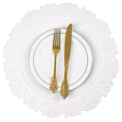 Round Faux Leather 15 Inch Placemats Set of 6 Waterproof Wipeable Heat Resist... - Image 1 of 4