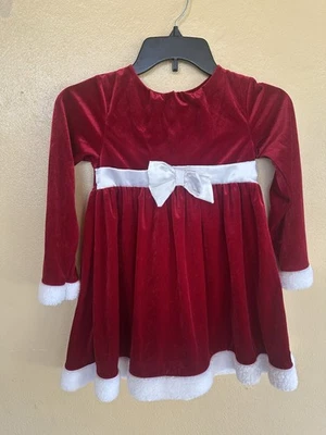 Toughskins Festive Red Velvet Kids Dress with White Accents, Christmas - Image 1 of 3