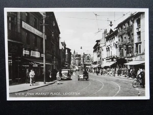 Leicester VIEW from MARKET PLACE c1950s RP Postcard by R.A. Postcards Ltd - Picture 1 of 4