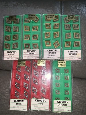 Lot of 70 NEW Ceratip Carbide Indexable Inserts  3 Types CR300 CR600 TN60 - Image 1 of 4