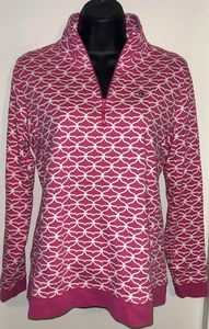 Vineyard Vines Damen XS rosa weiß Walschwanz Print Baumwolle 1/4 Zip Pullover - Bild 1 von 7