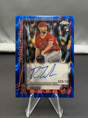 2025 Topps Chrome Ryan Zeferjahn #RA-RZ Blue Refractor Auto RC /150 Angels NICE! - Image 1 of 2