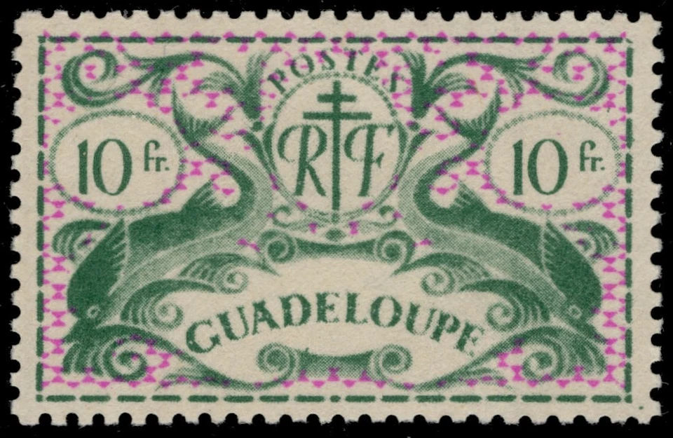 GUADELOUPE 184 - Dolphins "1945 Grey Green and Red Violet" (pc31313) - Image 1 of 1