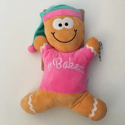 NEW Dog Toy Pink Plush Gingerbread Man Squeaker Christmas Baking Theme “#Baked” - Image 1 of 4