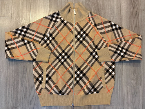 Giacca Burberry check misto lana mohair sabbia taglia L