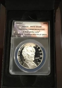 2009-P $1. ANACS - PR 70 Lincoln Commemorative- A First Strike Coin - Picture 1 of 2