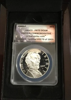 2009-P $1. ANACS - PR 70 Lincoln Commemorative- A First Strike Coin - Image 1 of 2