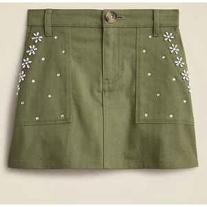 CrewCuts Girls' flower-embellished skirt in stretch herringbone size 12 - Picture 1 of 4