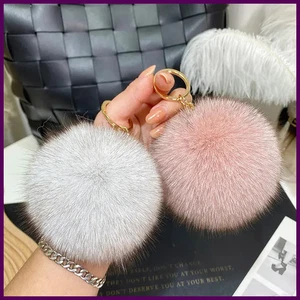 9 cm Echt Fuchspelz Ball Schlüsselanhänger für Frauen Mädchen Weich Plüsch Bommel Anhänger Schlüssel - Bild 1 von 29