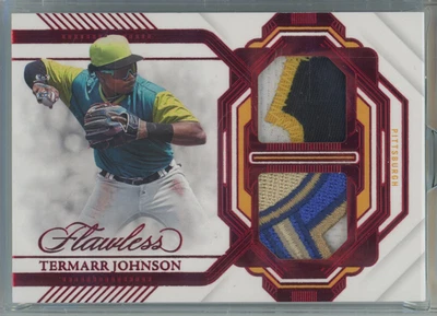 2023 Flawless Termarr Johnson Dual Jersey Patches Ruby 3/8 #DP-TJ - Image 1 of 4