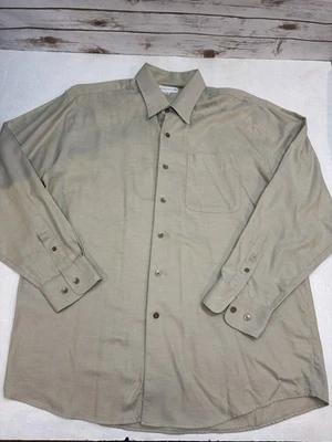 Cutter & Buck Men’s Long Sleeve Button Up Size Large Beige Tan *read* - Image 1 of 4