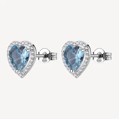 BROSWAY FANCY ORECCHINI CUORE A LOBO IN ARGENTO 925 E ZIRCONI FCL127 LIGHT BLUE - Immagine 1 di 4