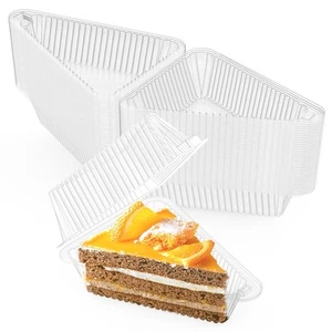 100 Pieces Cake Slice Plastic Containers, 4.33 Inches Hinged Lid Cheese cake ... - Picture 1 of 7