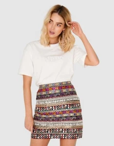 Apero Label Elevate Embroidered Mini Skirt Size XS Metallic Mirror Festival Boho - Picture 1 of 18