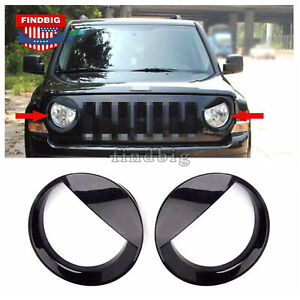 2X Front Angry Eyes Style Light Headlight Trim Cover For Jeep Patriot 2011-2017