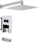 12in Chrome Shower System with Tub Spout Bathroom Luxury Rain Shower Faucet S...