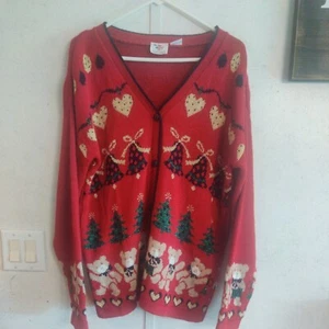 Nutcracker Brand Women's Christmas Sweater Vintage Size Medium Teddy Bears  Tree - Picture 1 of 12