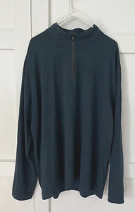 THREADS 4 THOUGHTS MEN'S BLUE 1/4 ZIP MOCK NECK PULLOVER SIZE XXL - EUC - Picture 1 of 6