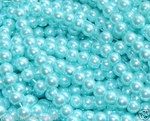 Cuentas de vidrio de imitación de perlas redondas azules bebé de 6 mm hágalo usted mismo fabricación de joyas - Imagen 1 de 5