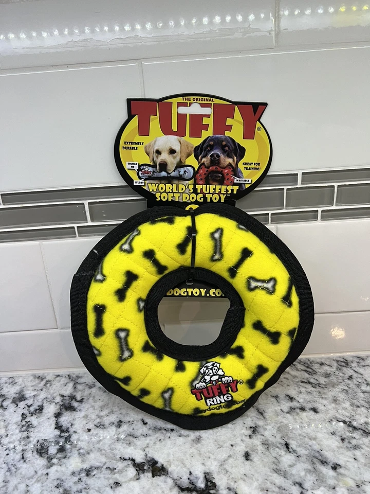 NEW! Tuffy Ultimate Yellow Ring Dog Toy - Squeaker - Image 1 of 4