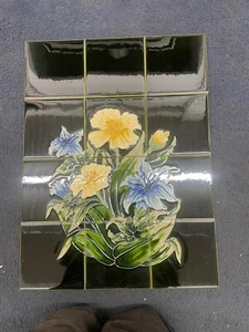 J DAY 10504 H&R JOHNSON Fireplace Tile Panel Set Of 12 “FLOWERS” 6”x6” Tiles SH5 - Picture 1 of 14